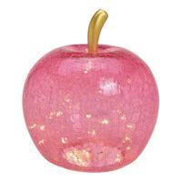 Appel met 40 LED's, met timer, van glas, pink/roze (B/H/D) 27x30x27 cm