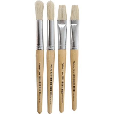 Creativ Company Kwasten voor kinderen, afm 15, l: 18,5+19,5 cm, b: 11+17 mm, plat,rond, 4 stuk/ 1 doos