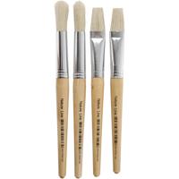 Creativ Company Kwasten voor kinderen, afm 15, l: 18,5+19,5 cm, b: 11+17 mm, plat,rond, 4 stuk/ 1 doos