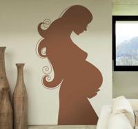 Muursticker silhouet zwangere vrouw - thumbnail