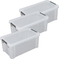 Allstore Opbergbox - 3x stuks - 7.5 liter - Transparant - 25 x 19 x 16 cm - kunststof - met deksel