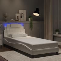 Bedframe met LED-verlichting kunstleer wit 90x190 cm