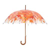Esschert Design Paraplu bladeren - bruin - herfst - D94 cm - houten handvat