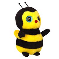 Bijen knuffel - geel zwart - pluche - 17 x 5 cm   - - thumbnail