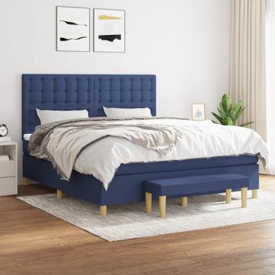 Boxspring met matras stof blauw 180x200 cm