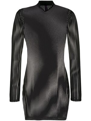 Maison Close robe rayée à effet de transparence - Noir