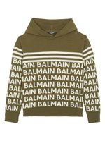 Balmain Kids hoodie à logo en intarsia - Vert