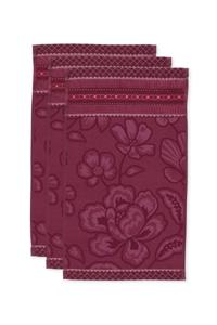 Pip Studio Gastendoek Set/3 Jasmin Jacquard Donkerroze 30x50cm