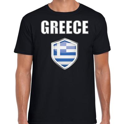Griekenland vlag thema landen t-shirt - zwart - voor heren - Supporters kleding - korte mouwen