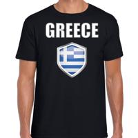 Griekenland vlag thema landen t-shirt - zwart - voor heren - Supporters kleding - korte mouwen