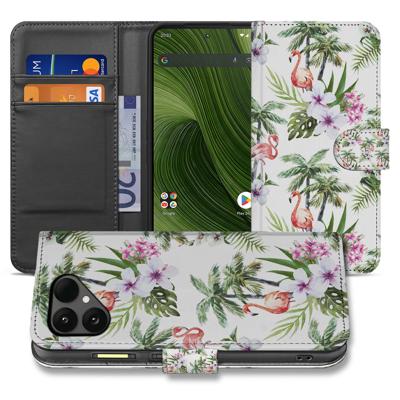 Fairphone 6 Smartphone | Stylish Flamingo Palms | Bookcase | Hoesje met Pasjes en Betere Bescherming