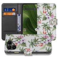 Fairphone 6 Smartphone | Stylish Flamingo Palms | Bookcase | Hoesje met Pasjes en Betere Bescherming