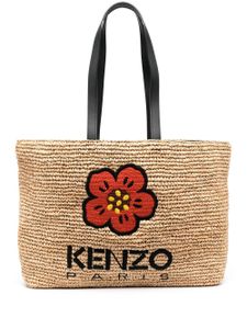 Kenzo sac cabas Boke Flower en paille - Tons neutres