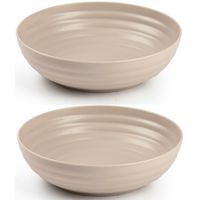 Set van 8x kommetjes/schaaltjes - Dessert/ontbijt - Kunststof - D22 cm - Taupe