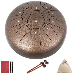 VEVOR Staal Tong Drum 11 Noten, Stalen Tong Trommel 8", Handpan Trommel Kastanje met Drumstokken/Draagtas, Etherische Trommel voor Meditatie, Yoga, Zazen, Muziektherapeuten, Religieuze Activiteiten.