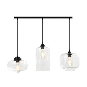 QUVIO Hanglamp glas 3-lichts zwart - QUV5124L-BLACK