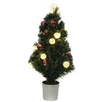 Everlands Kunst kerstboom - fiber - met verlichting - 90 cm   - - thumbnail