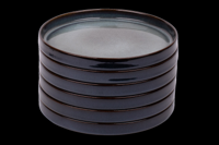 Set van 6 ontbijtborden - 21 cm - Porto - blauw met groen - rechte rand - Portugees stoneware