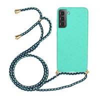 Lunso - Backcover hoes met koord - Samsung Galaxy S22 - Cyaan