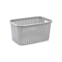 Rotan wasmand - 35 liter - zilvergrijs - kunststof - badkamer - 53 x 36 x 26 cm