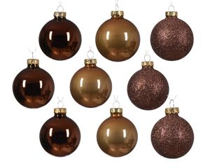 Kerstbal glas d7 cm bruin ass 21st kerst - Decoris