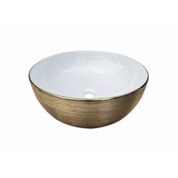 Waskom Sanilux Pisa Keramiek Met extra Dunne Rand Wit / Goud Geborsteld Sanilux
