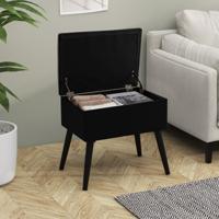 Make-up Hocker met Opbergruimte Gestoffeerde Hocker met Opklapbare Zitting Zwart