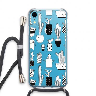 Cactusmotief: iPhone XR Transparant Hoesje met koord