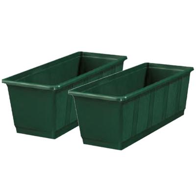 Plantenbak/bloembak - 2x - groen - rechthoekig - 60 x 17,5 x 14,5 cm