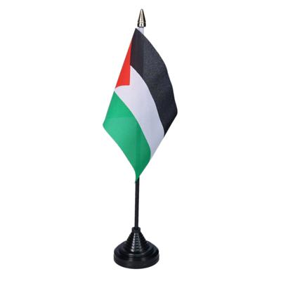 Vlag Palestina tafelvlaggetjes - 1x stuks - 10 x 15 cm vlag - met zwarte standaard Vlag Palestina tafelvlaggetjes - 1x stuks - 10 x 15 cm vlag - met zwarte standaard