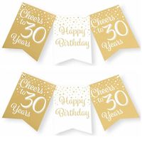 Paperdreams Verjaardag Vlaggenlijn 30 jaar - 2x - Gerecycled karton - wit/goud - 600 cm - Vlaggenlijnen