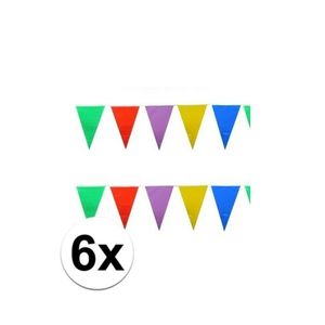 6x stuks gekleurde plastic vlaggetjes 10 meter