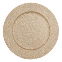 Kaarsenbord/onderbord - goud - glitter - kunststof - D33 x H1,6 cm- rond