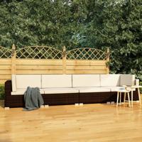 4-delige Loungeset met kussens poly rattan bruin