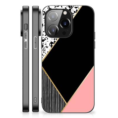 iPhone 14 Pro Backcover Zwart Roze Vormen