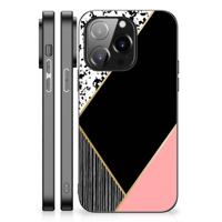 iPhone 14 Pro Backcover Zwart Roze Vormen