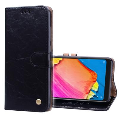 Zakelijke stijl olie Wax textuur horizontale Flip lederen Case voor de Xiaomi Redmi opmerking 6 Pro met houder & kaartsleuven & Wallet(Black)