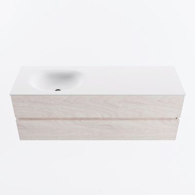 MONDIAZ VICA 140cm badmeubel onderkast Underlayment 2 lades. Wastafel MOON links 1 kraangat, kleur Talc.