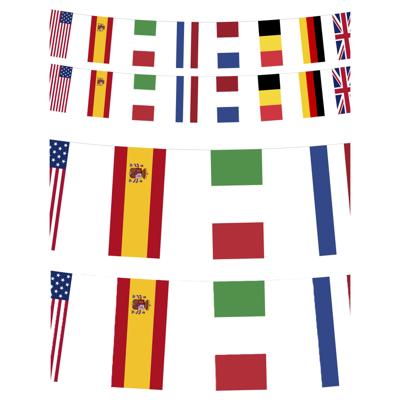 Funny Fashion Internationale landen vlaggenlijn - 3x - 15 meter - vlaggetjes - papier - versiering