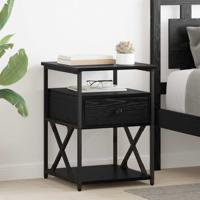 Nachtkastje 2 pcs Zwart eiken 40 x 42 x 55 cm Bewerkt hout