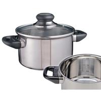 Kookpannetje - 2x - met glazen deksel - D16 cm - RVS - keramisch, elektrisch, inductie en gasfornuis