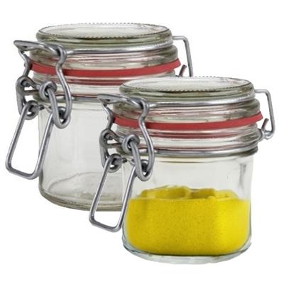 Weckpot/inmaakpot - 2x - glas - 100 ml - met beugelsluiting - transparant