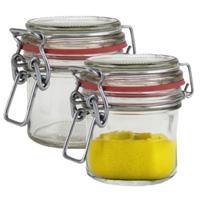 Weckpot/inmaakpot - 2x - glas - 100 ml - met beugelsluiting - transparant