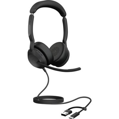 Jabra Evolve2 50 On Ear headset Telefoon Kabel Stereo Zwart Ruisonderdrukking (microfoon), Noise Cancelling Headset, Microfoon uitschakelbaar (mute),