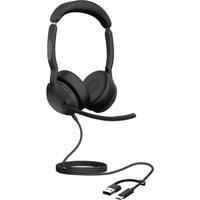 Jabra Evolve2 50 On Ear headset Telefoon Kabel Stereo Zwart Ruisonderdrukking (microfoon), Noise Cancelling Headset, Microfoon uitschakelbaar (mute),