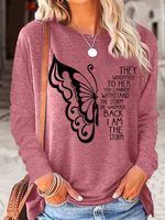 Women's Butterfly Letters Casual Top - thumbnail