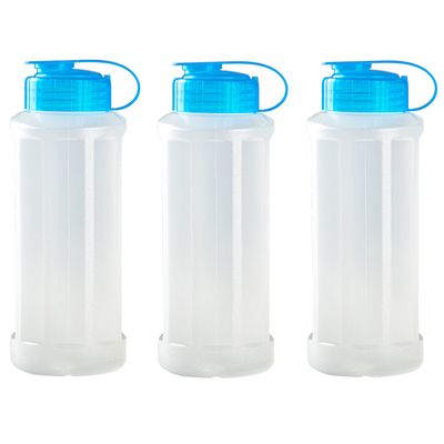6x stuks kunststof waterflessen 1100 ml transparant met dop blauw