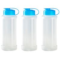 6x stuks kunststof waterflessen 1100 ml transparant met dop blauw