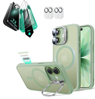 iPhone 17 Bundle Classic Hybrid Magnetic Case (Camera Control, Stash Stand) and Armorite Screen Protector - Frosted Light Green