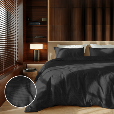 Dekbedovertrek Embossed Geometric - Zwart - Lits-Jumeaux (240x220 Cm) - Zwart Microvezel - Effen - Zydante - Dekbed-Discounter.nl Dekbedovertrek Embossed Geometric - Zwart - Lits-Jumeaux (240x220 Cm) - Zwart Microvezel - Effen - Zydante - Dekbed-Discounter.nl